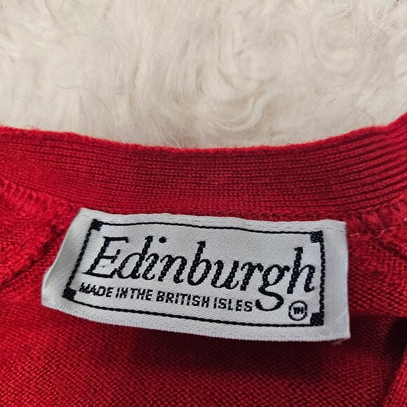 Vintage Edinburgh Women's Red Lambswool Cardigan Size: 38/97cm - Picture 8 of 9